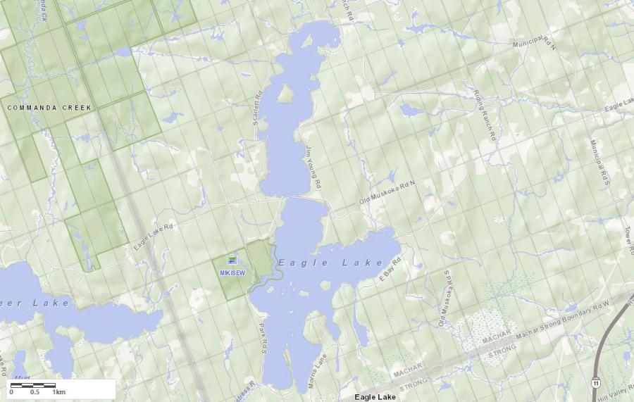 Topographical Map of Eagle Lake in Municipality of Machar and the District of Parry Sound